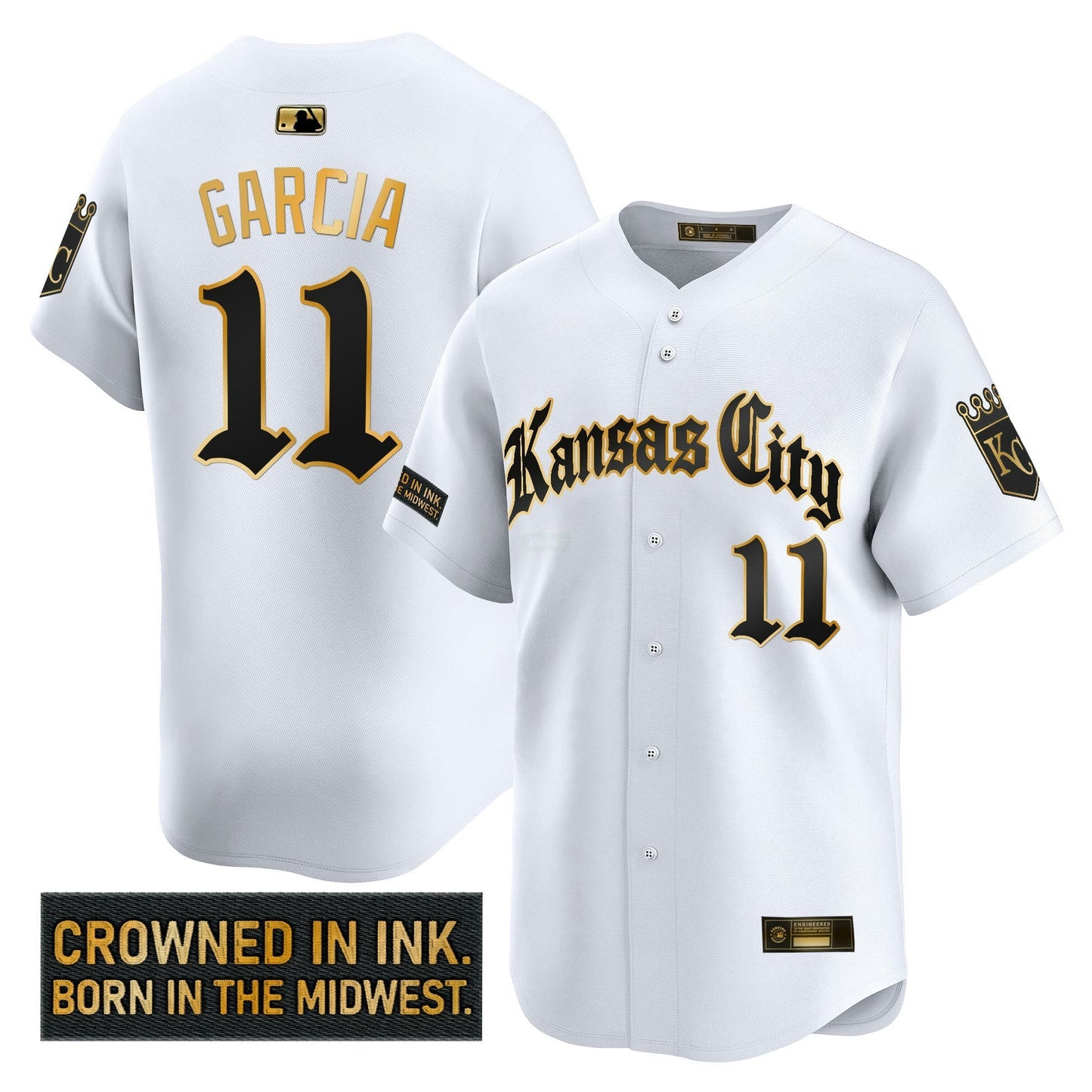Camisa MLB Men’s Kansas City ‘Gothic Crown Edition’ Dourada Vapor Premier Limited Jersey