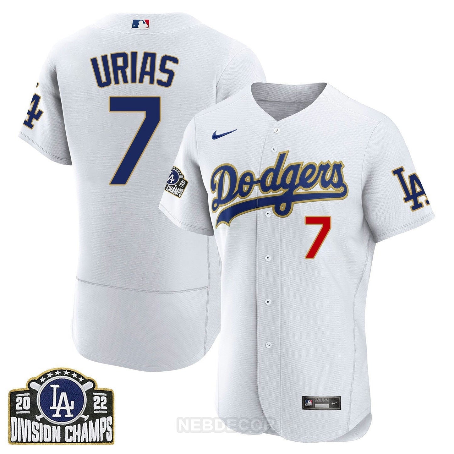 Camisa MLB Men’s Los Angeles NL West Division Champs 2022 Dourada Trim Jersey