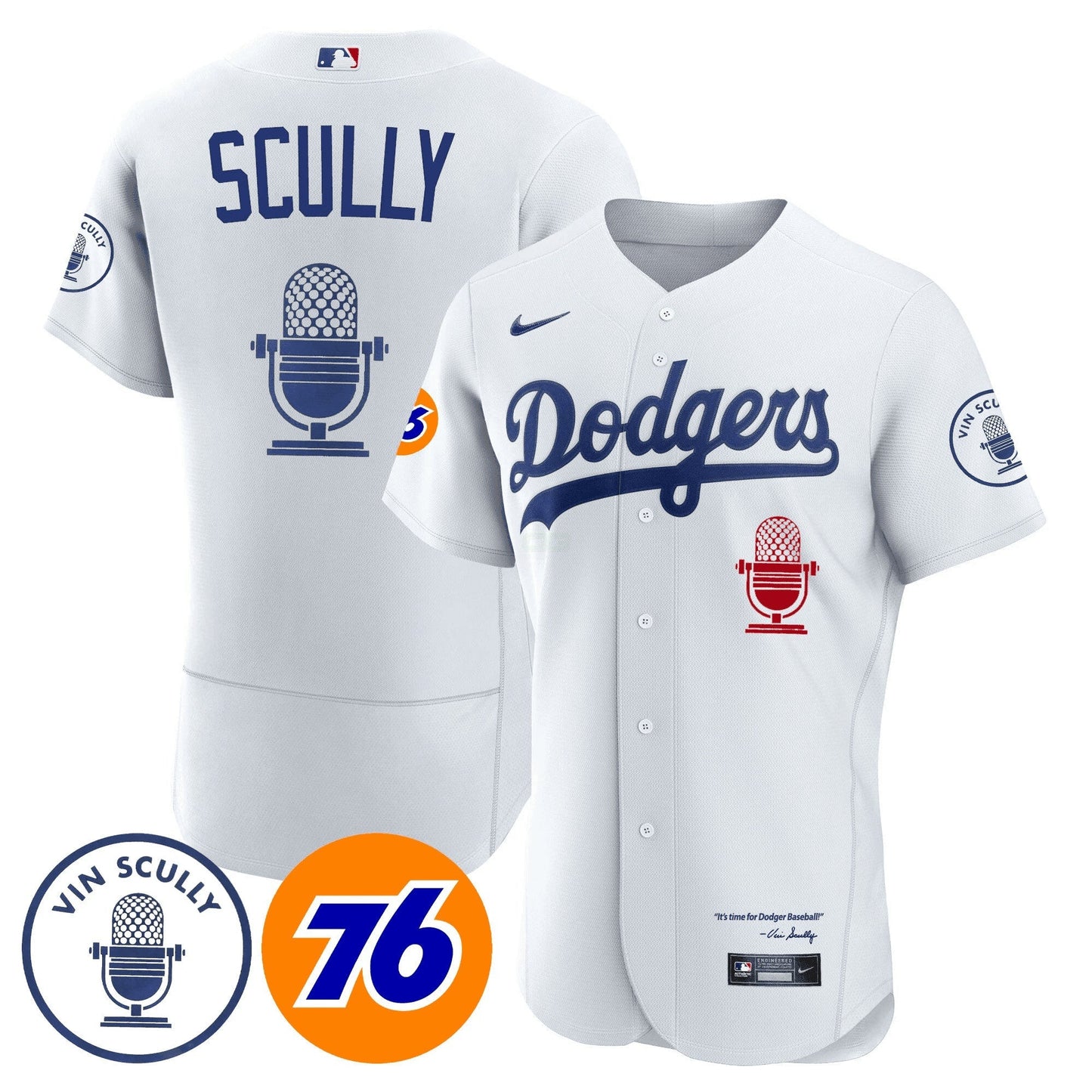 Camisa MLB Men’s Los Angeles Vin Scully 76 Patch Jersey