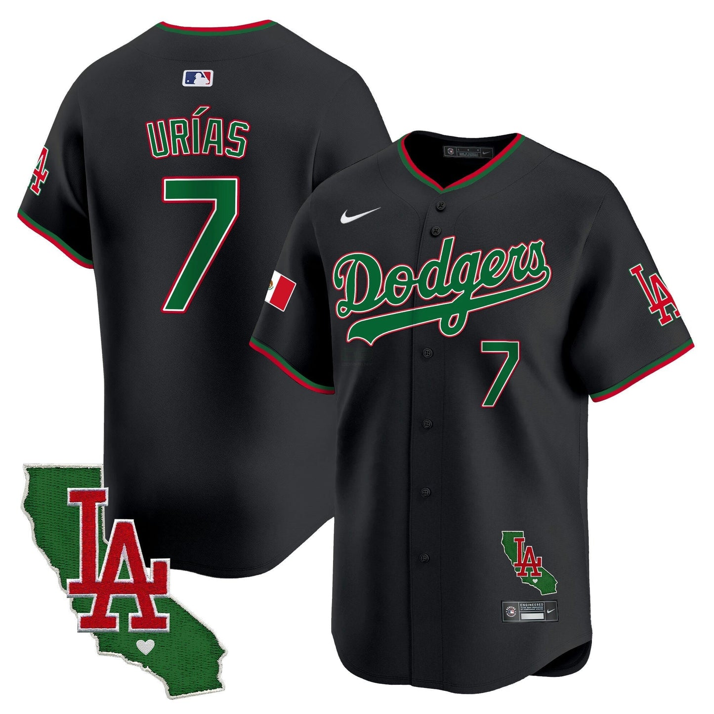 Camisa MLB Los Angeles Dodgers Men’s Mexico California Patch Vapor Premier Limited Jersey V4