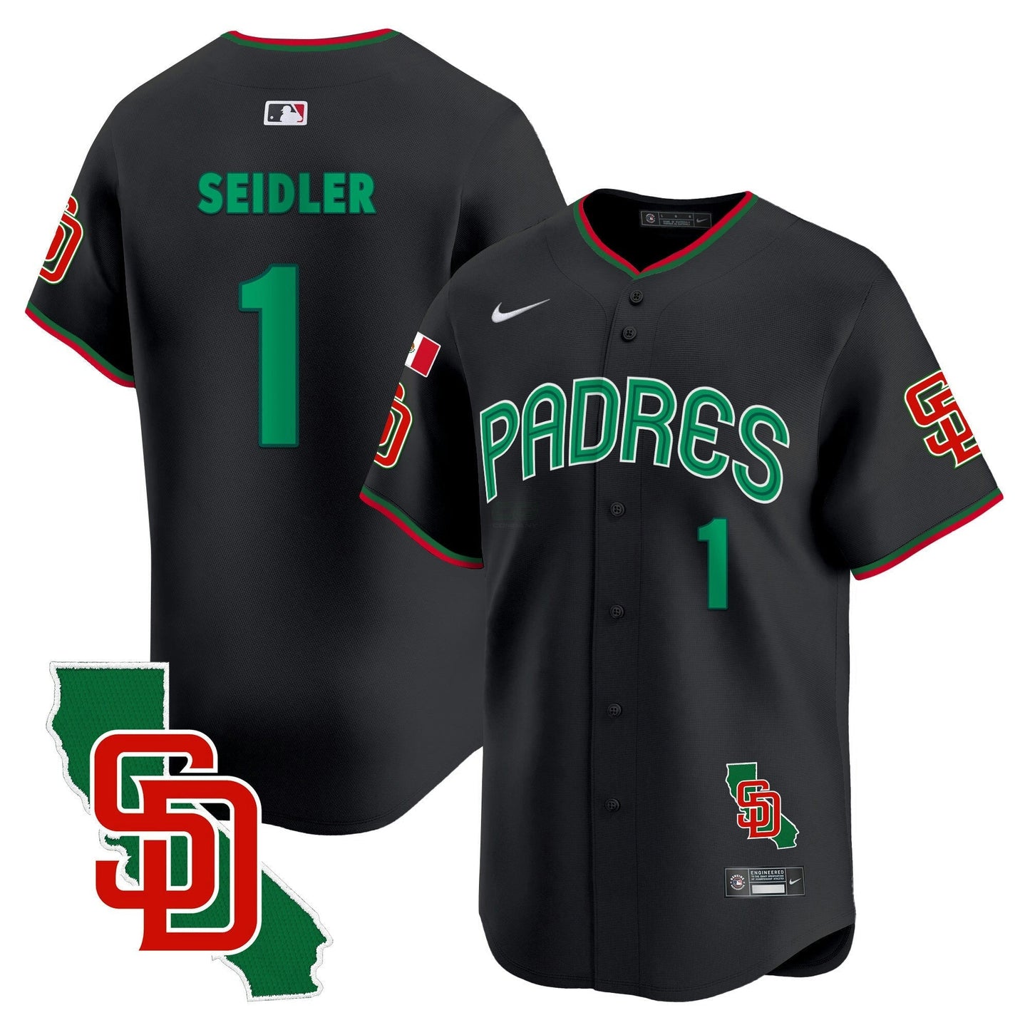 Camisa MLB San Diego Padres Men’s Mexico California Patch Vapor Premier Limited Jersey V4