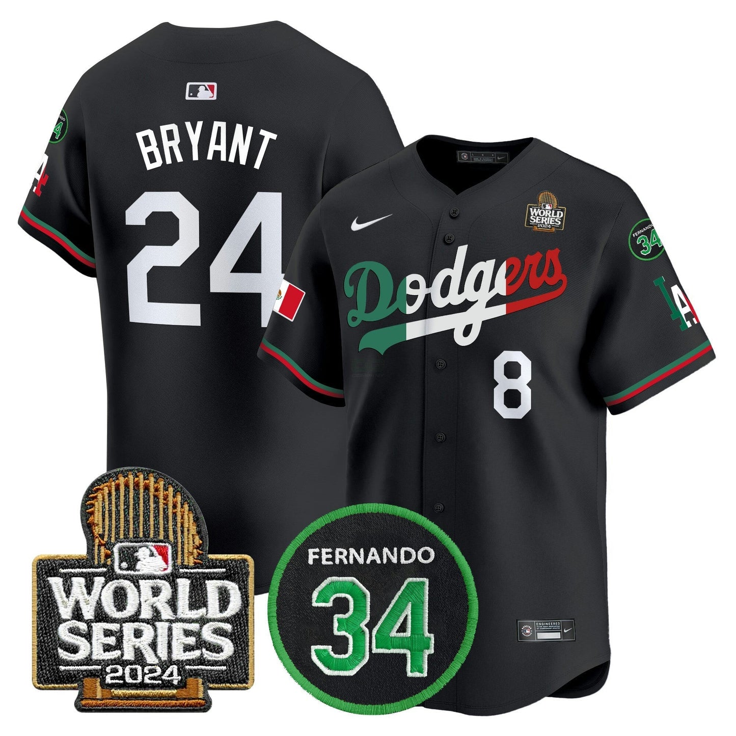 Camisa MLB Men’s Mexico Fernando Memorial & 2024 World Series Patch Vapor Premier Limited Jersey V3
