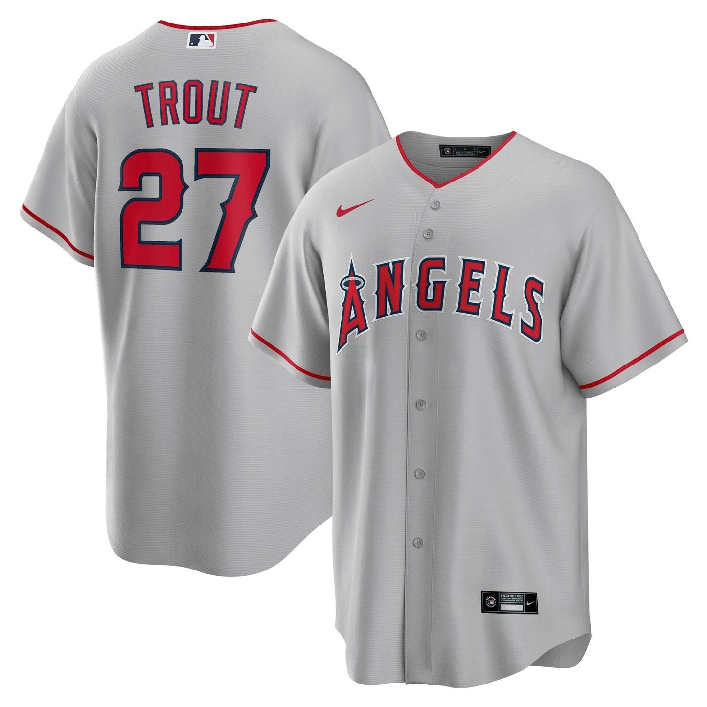 Camisa MLB Men’s Mike Trout Los Angeles Gray Jersey - Cinza