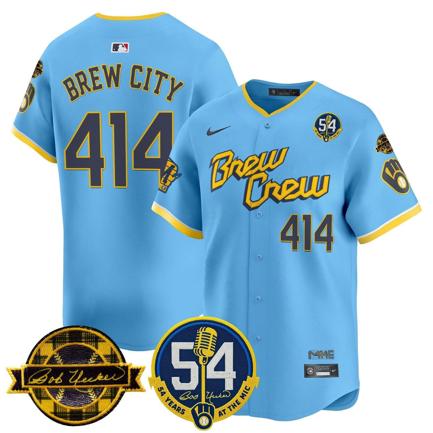 Camisa MLB Men’s Milwaukee ‘Bob Uecker – 54 Seasons for ’ Vapor Premier Limited Jersey