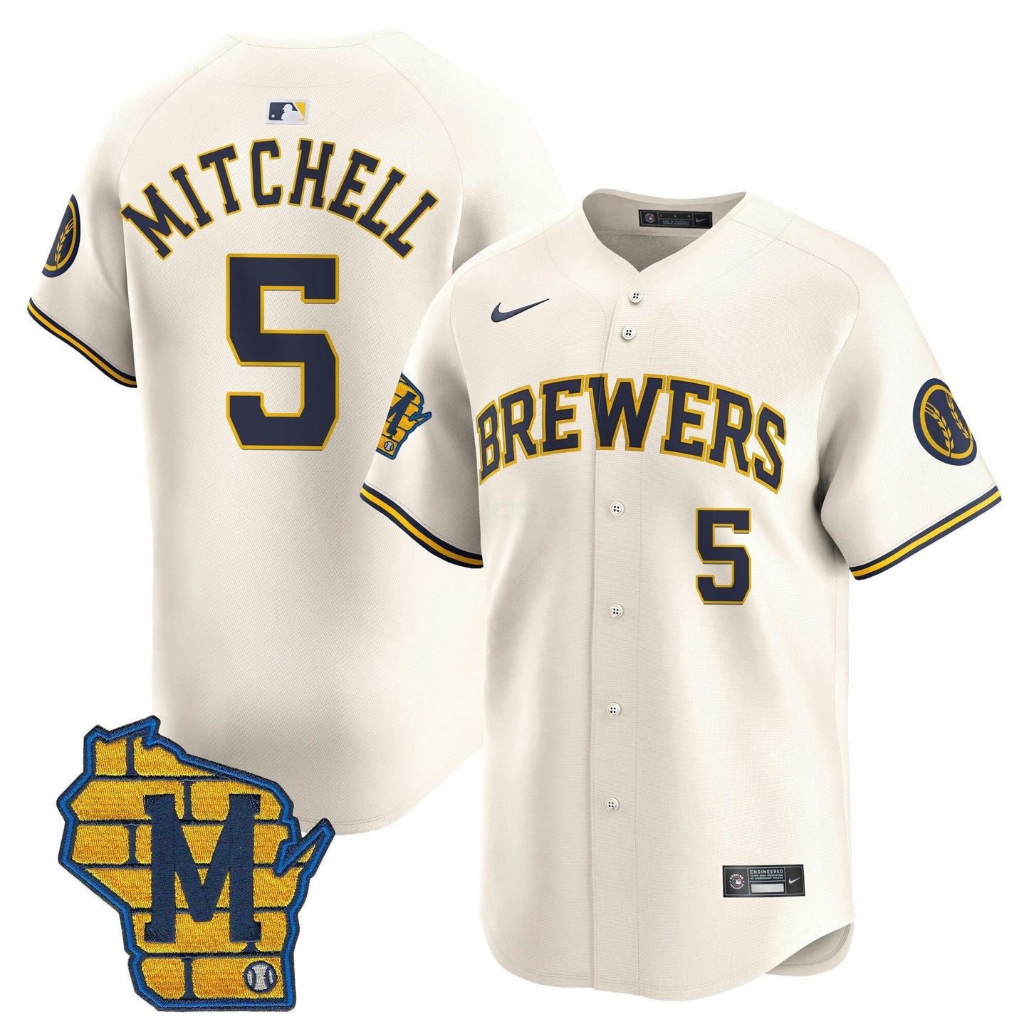 Camisa MLB Men’s Milwaukee Home Patch Vapor Premier Limited Jersey