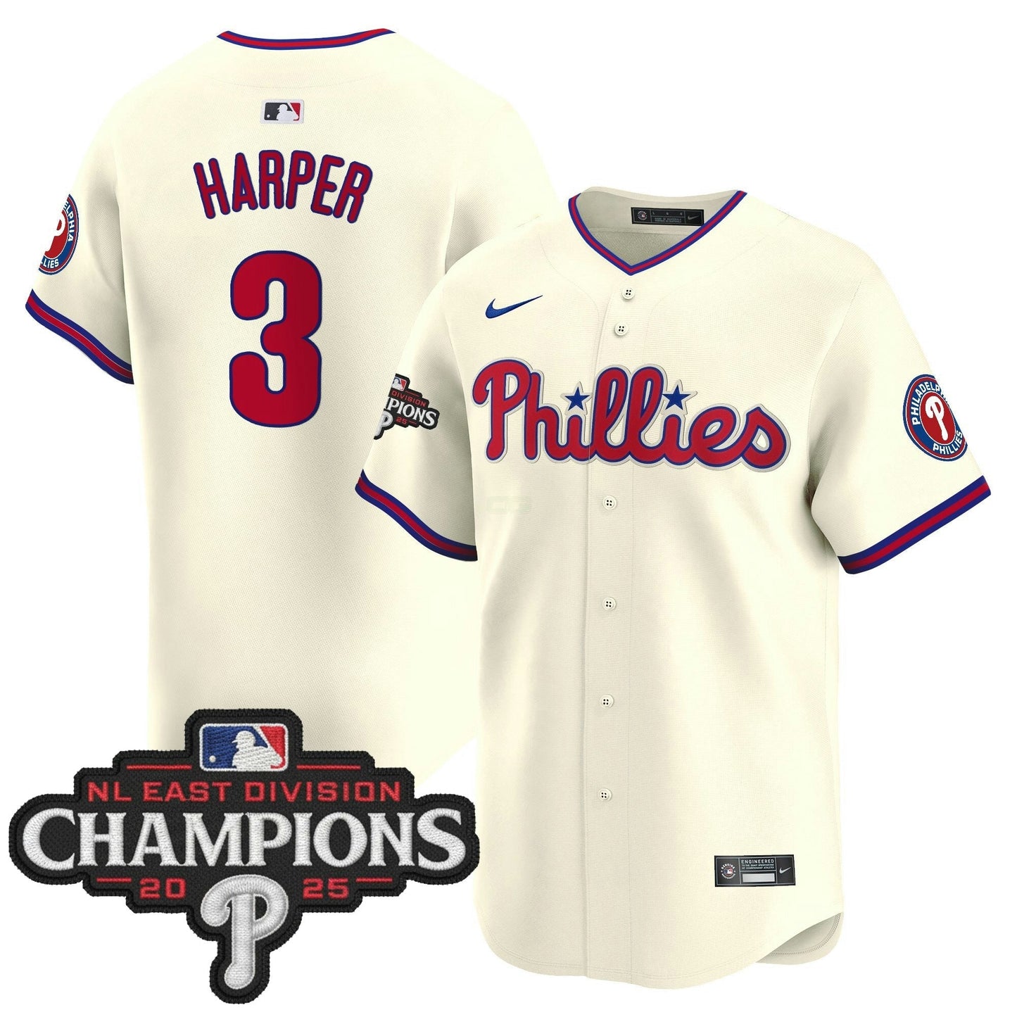 Camisa MLB Men’s Philadelphia 2025 NL East Division Champions Patch Vapor Premier Limited Jersey