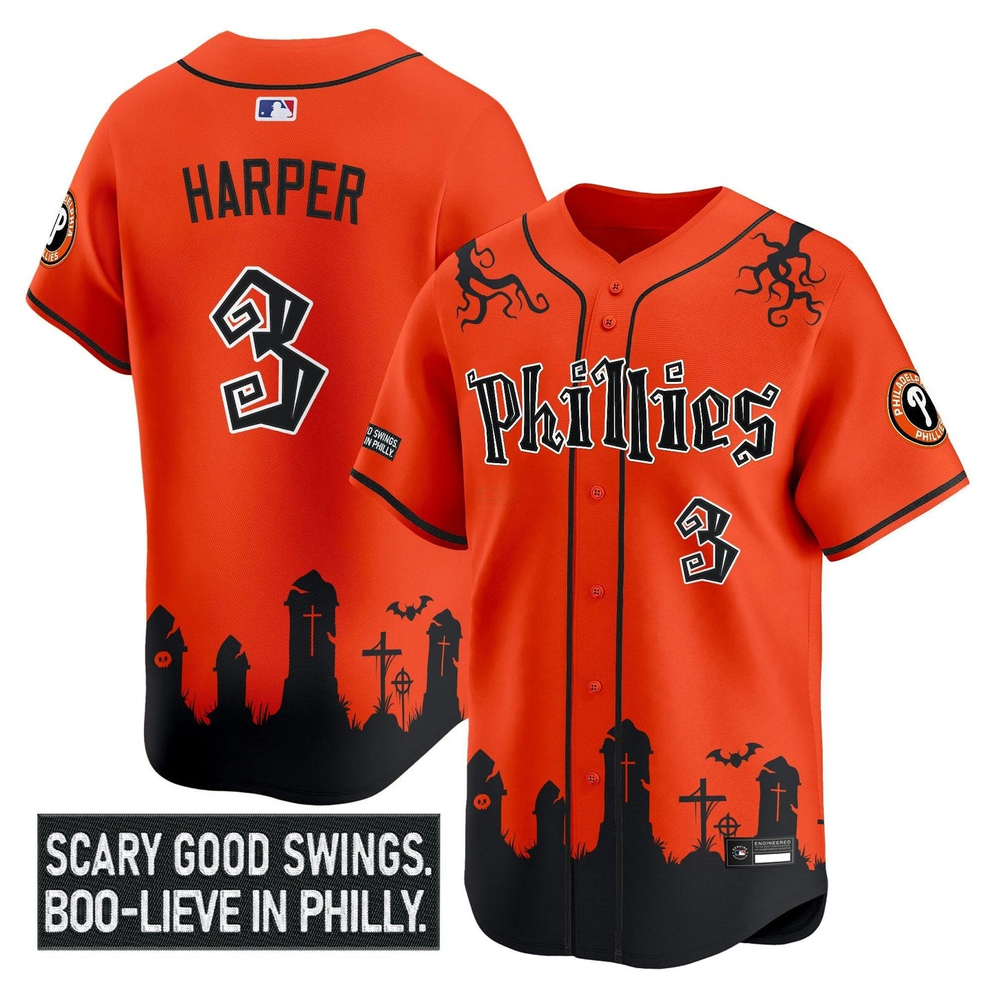 Camisa MLB Men’s Philadelphia ‘Halloween Spooky Edition’ Premier Limited Jersey – Stitched
