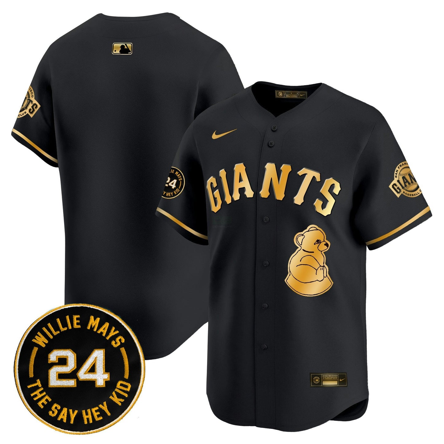 Camisa MLB Men’s San Francisco 2024 Willie Mays Patch Vapor Premier Limited Jersey V4