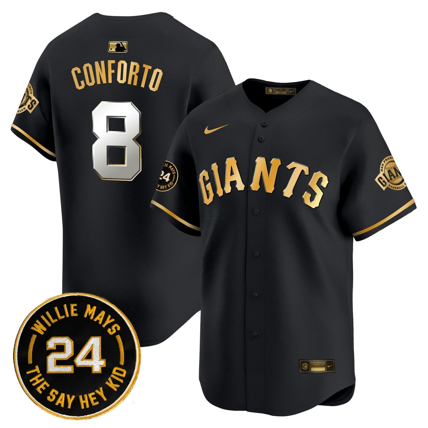 Camisa MLB Men’s San Francisco 2025 Willie Mays Patch Vapor Premier Limited Jersey