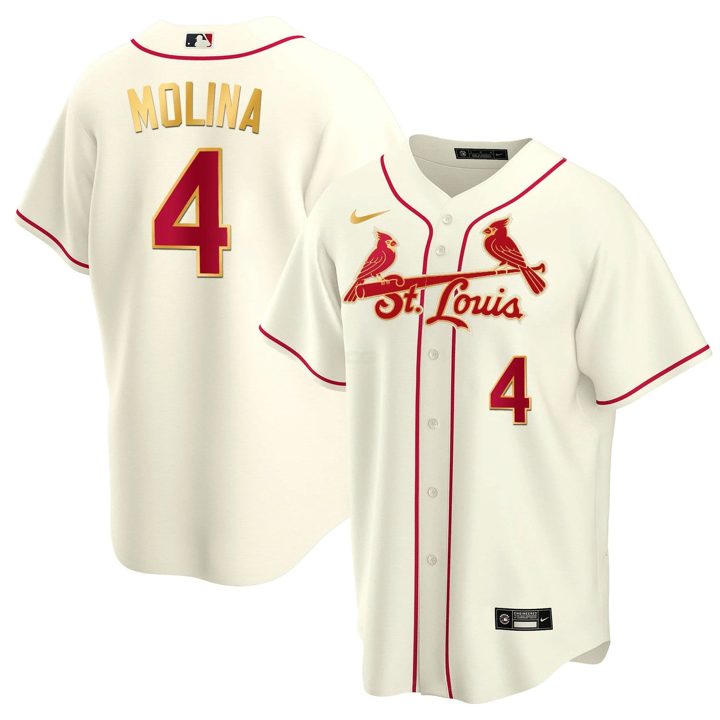 Camisa MLB Men’s St. Louis Cool Base Dourada Trim Jersey
