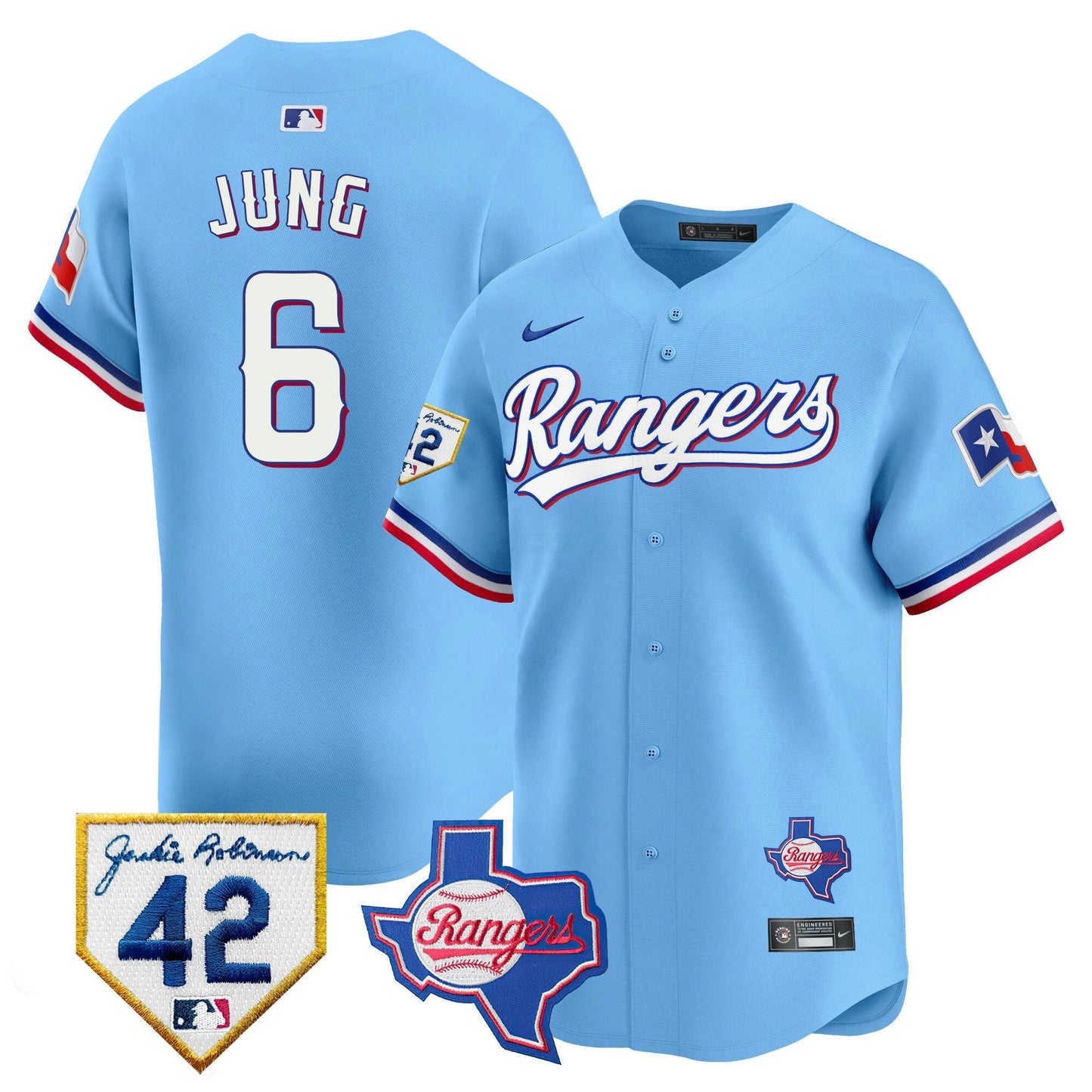 Camisa MLB Men’s Texas 2024 Jackie Robinson Patch Vapor Premier Limited Jersey