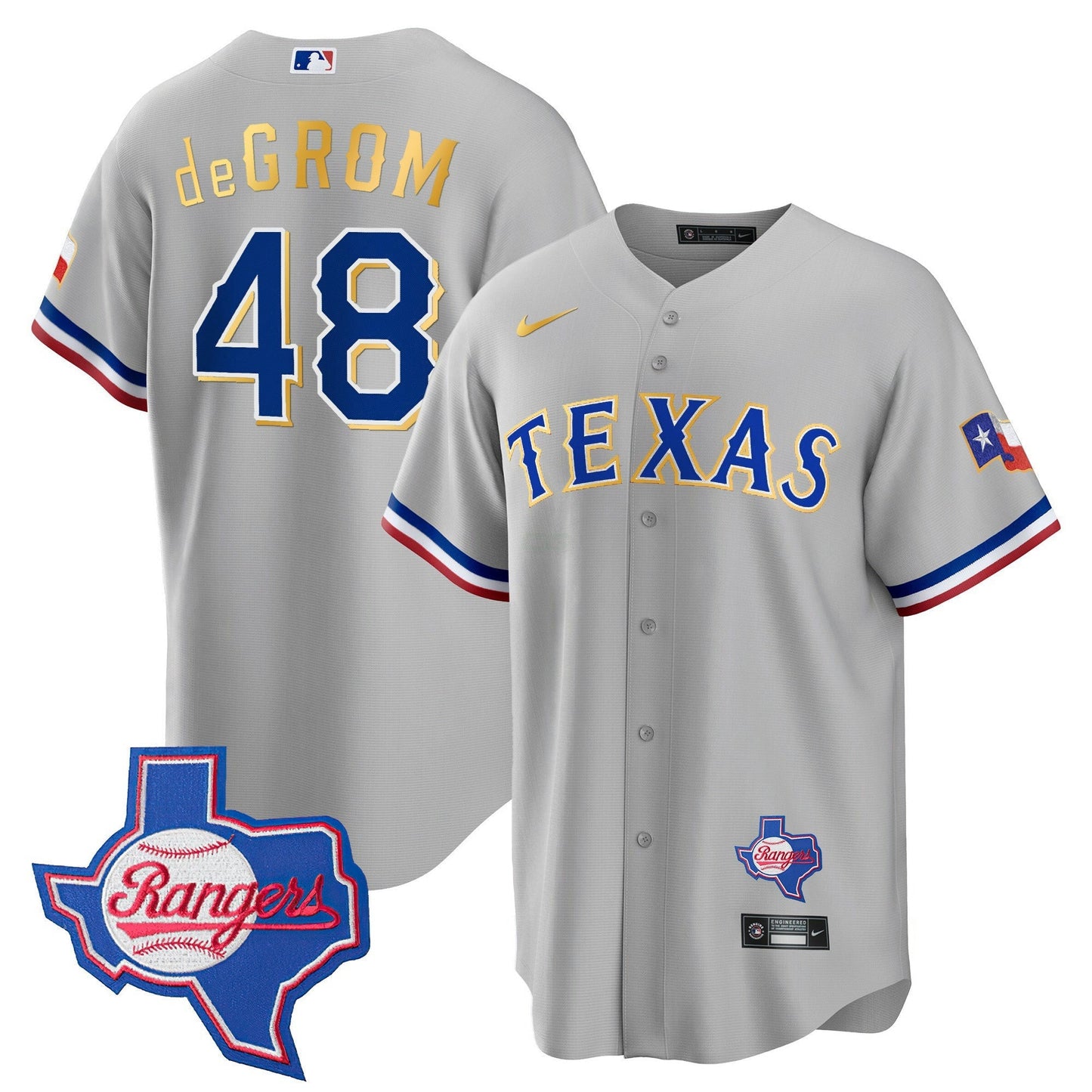Camisa MLB Men’s Texas Gold Trim Cool Base Jersey – Texas Patch