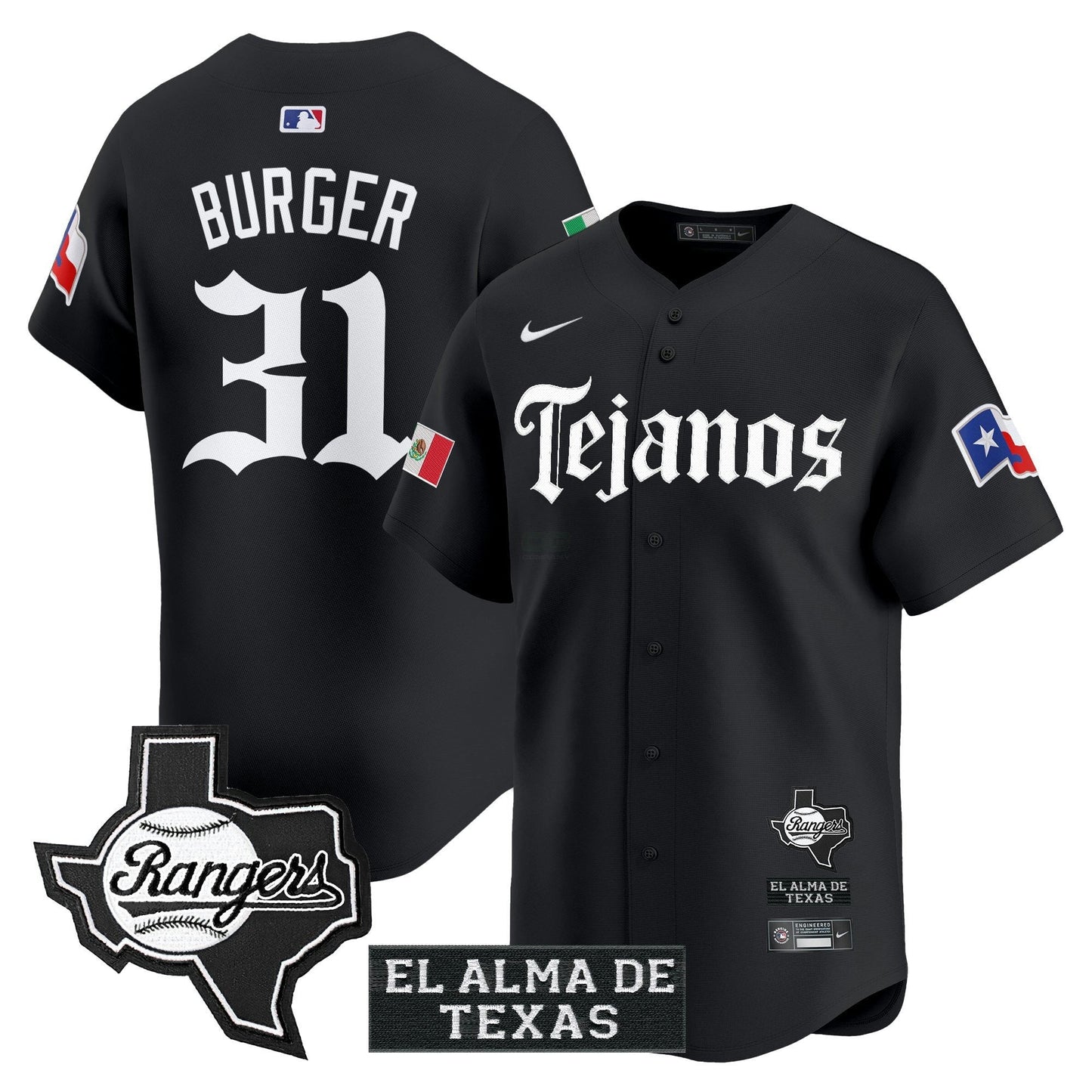 Camisa MLB Men’s Texas Mexico Tejano Barrio Style Vapor Premier Limited Jersey