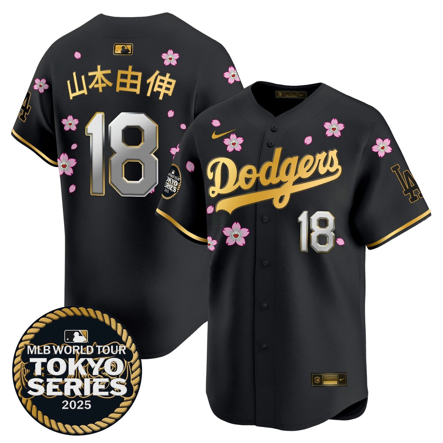 Camisa MLB Men’s Tokyo Series 2025 Dourada Trim Vapor Premier Limited Jersey V2 – Stitched - Preta Dourada