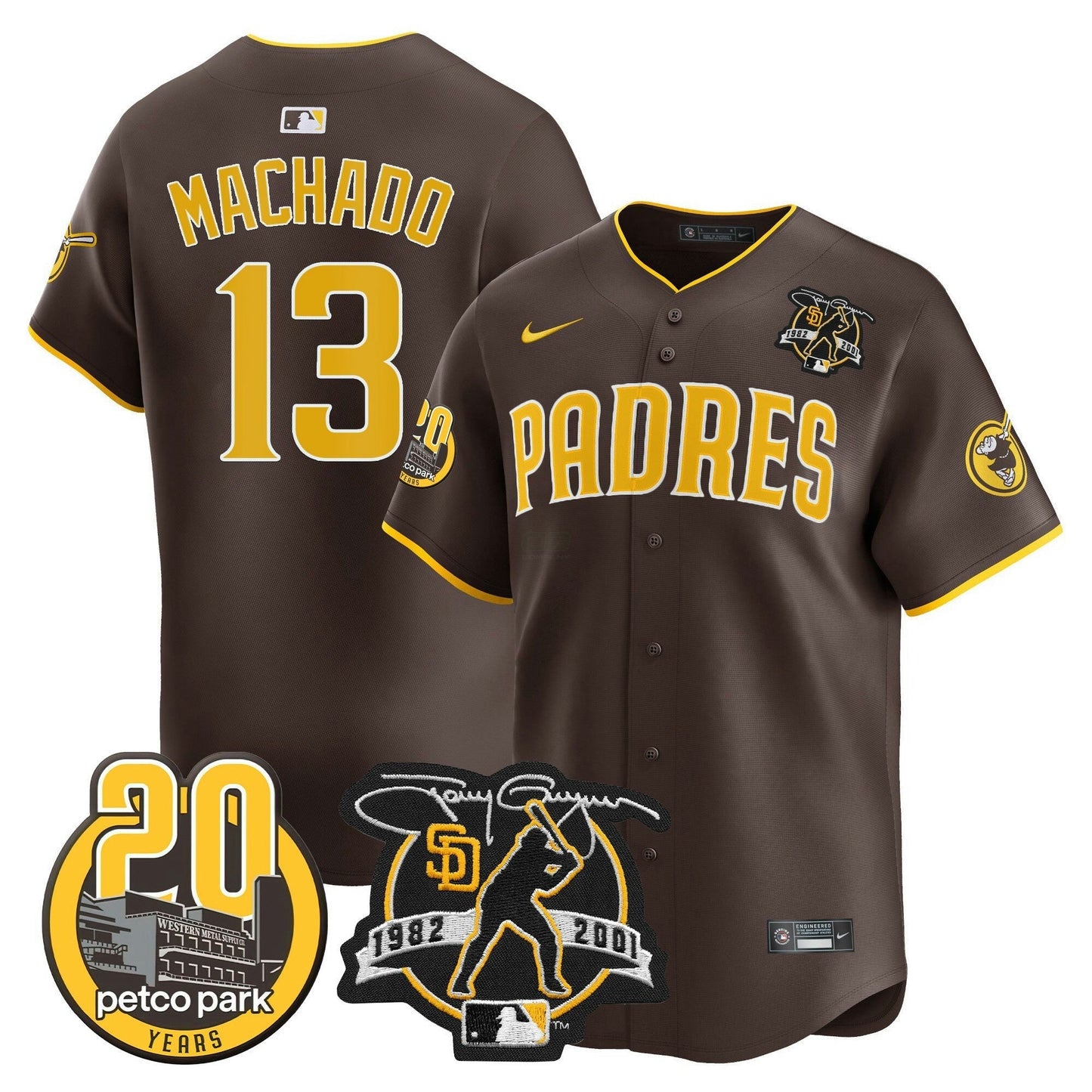 Camisa MLB Men’s Tony Gwynn & Petco Park 20th Patch Vapor Premier Limited Jersey