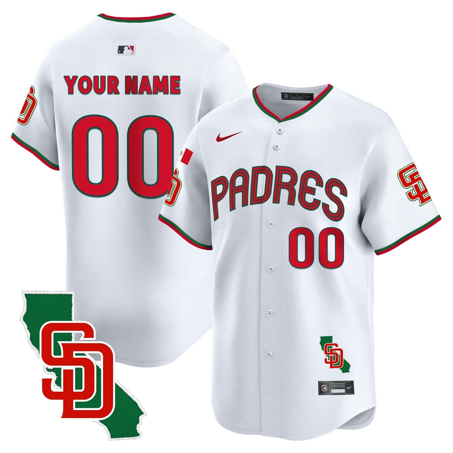 Camisa MLB San Diego Padres Mexico California Patch Vapor Premier Limited Jersey V4