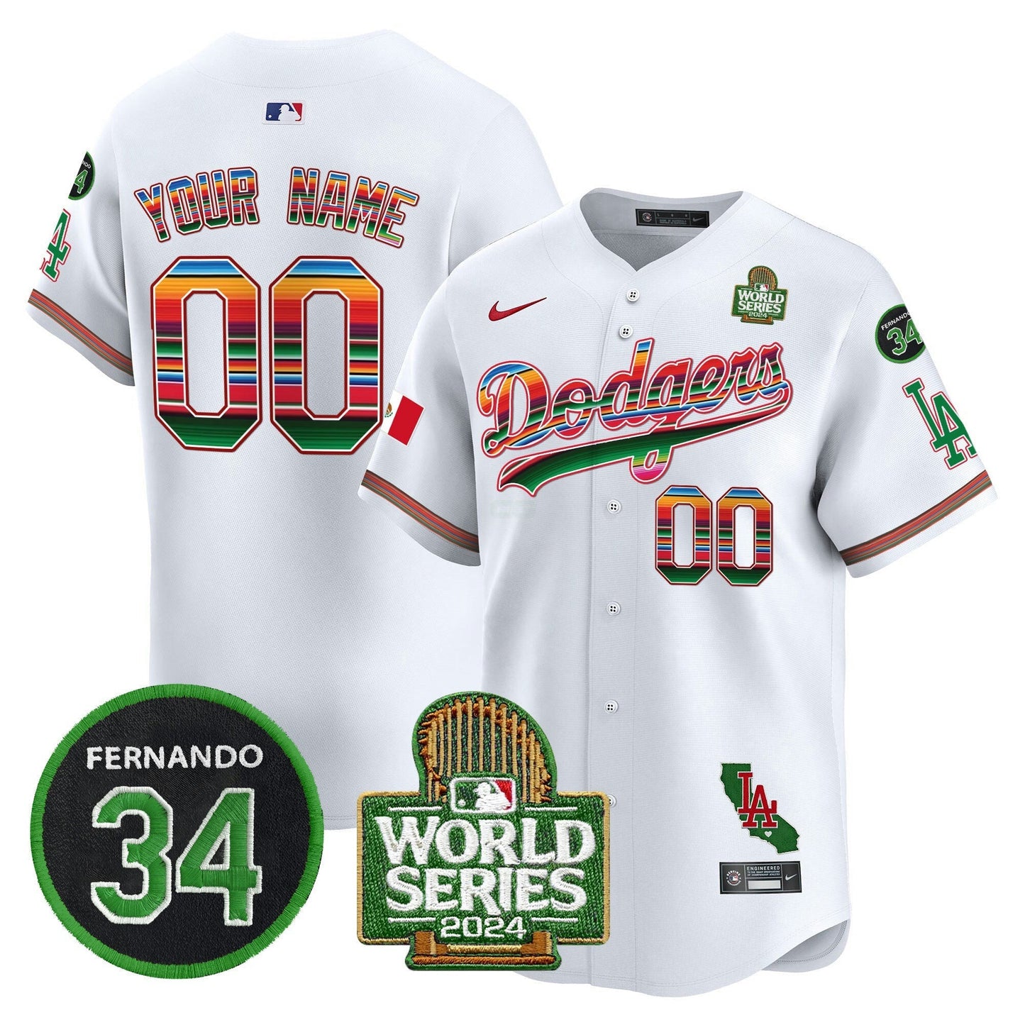Camisa MLB Mexico Fernando Memorial & 2024 World Series Patch Vapor Premier Limited Jersey V2