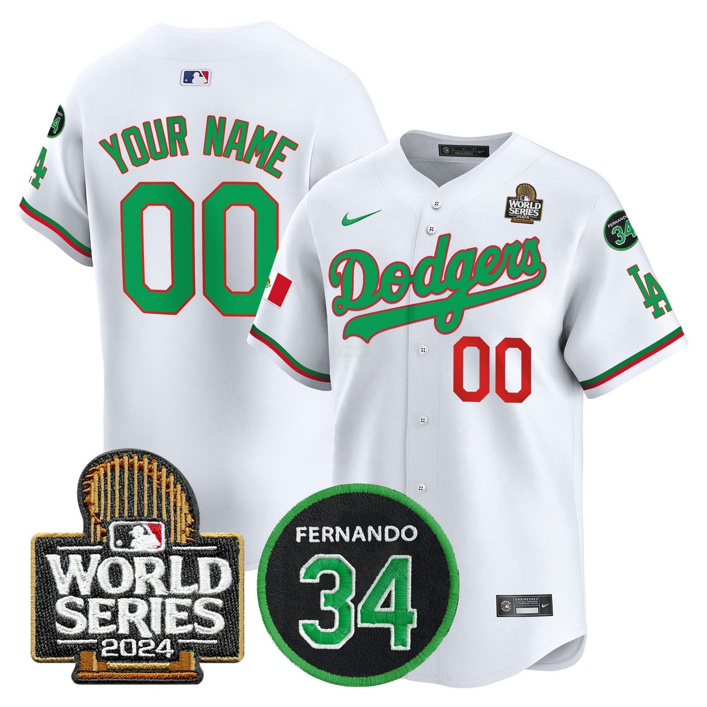 Camisa MLB Mexico Fernando Memorial & 2024 World Series Patch Vapor Premier Limited Jersey V3