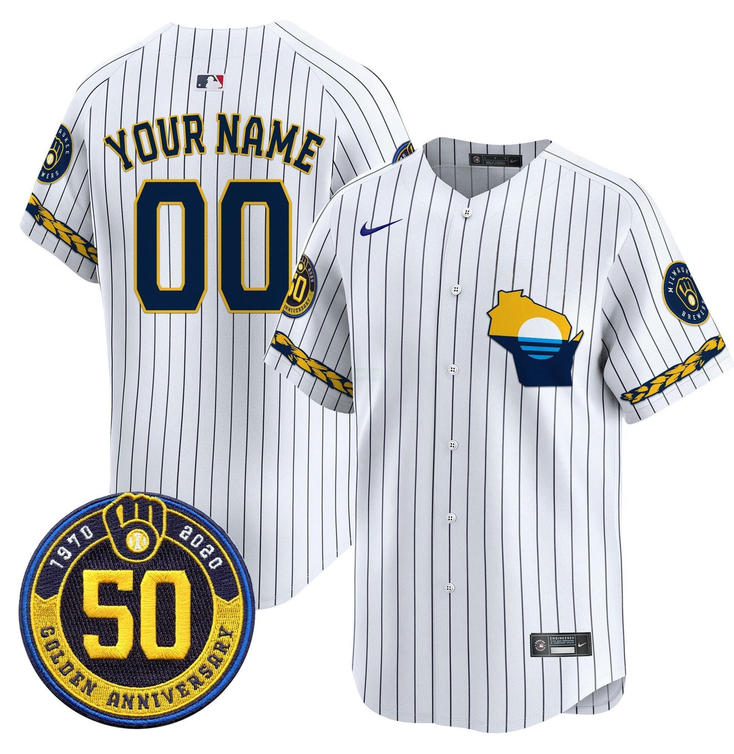 Camisa MLB Milwaukee Golden 50th Anniversary Patch Vapor Premier Limited Jersey