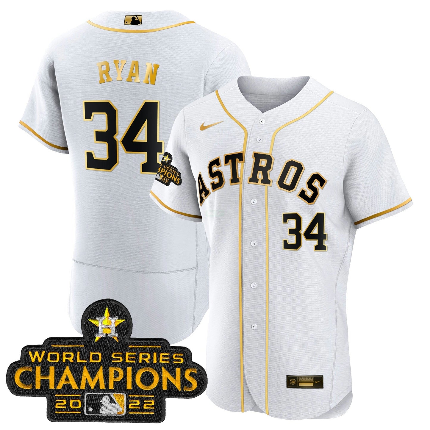 Camisa MLB Nolan Ryan 2023 Dourada Flex Base Jersey