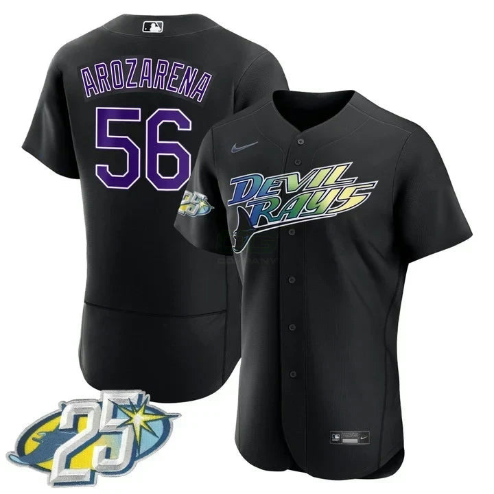 Camisa MLB Randy Arozarena Tampa Bay 25th Anniversary Preta Jersey