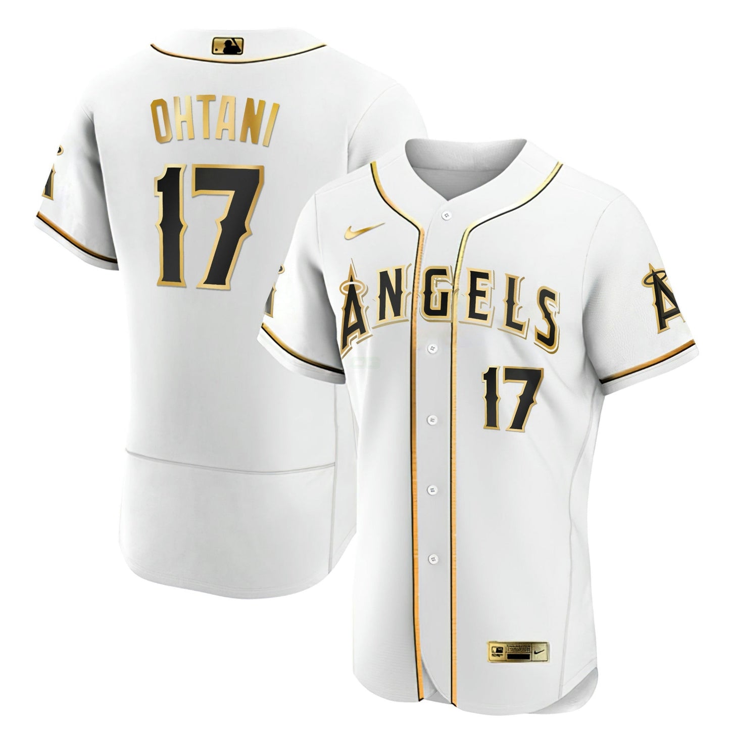 Camisa MLB Shohei Ohtani Los Angeles Branca Dourada & Preta Dourada Jersey