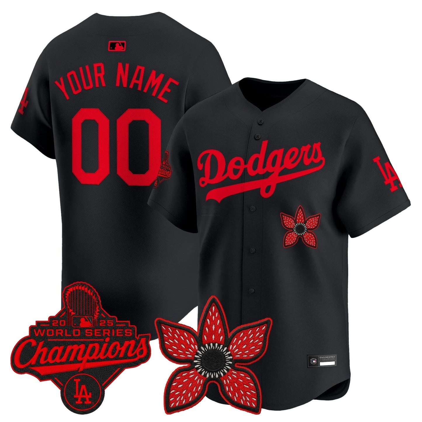 Camisa MLB ‘Stranger Things Edition’ Vapor Premier Jersey – 2025 World Series Champions Patch - Custom
