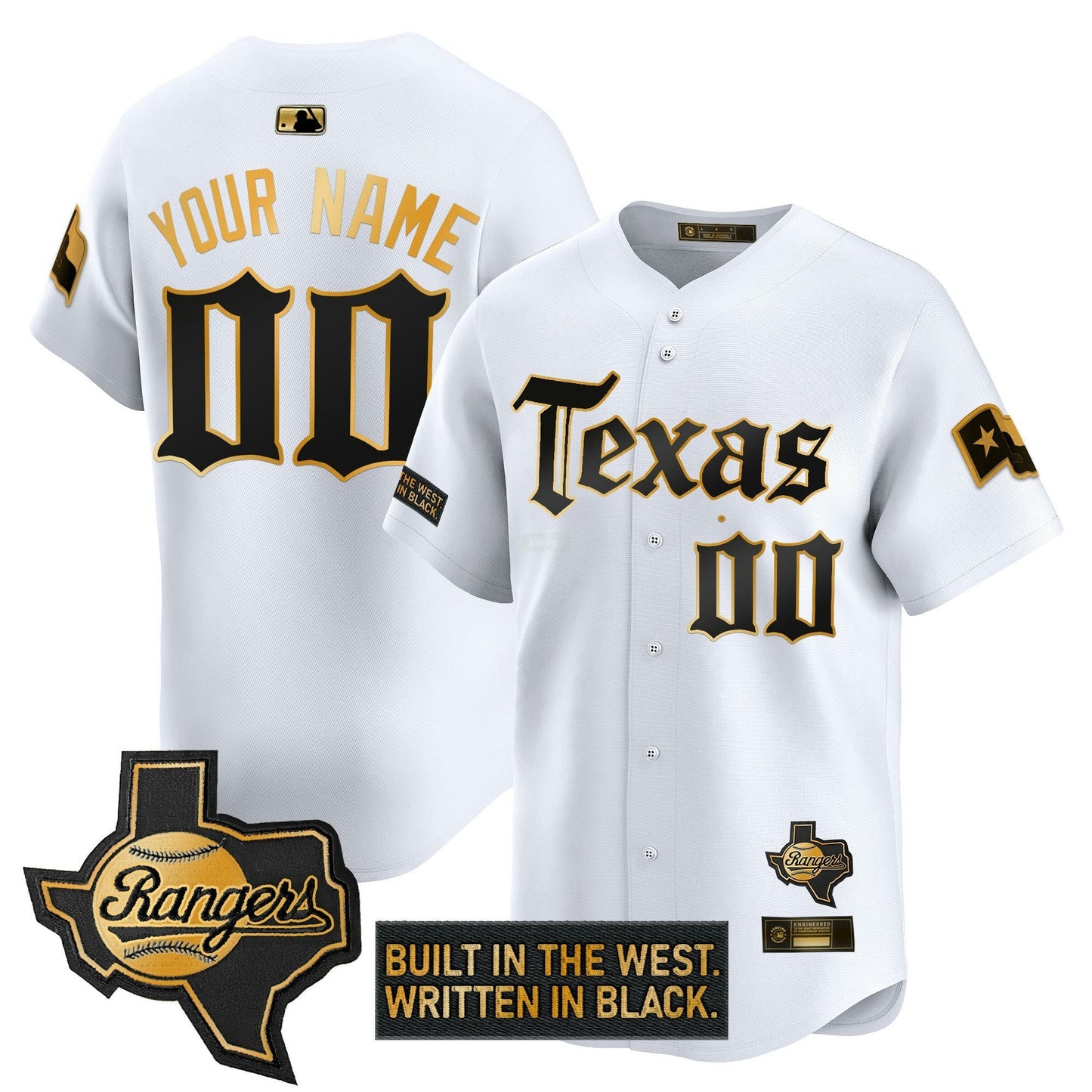 Camisa MLB Texas ‘Gothic Frontier Edition’ Dourada Vapor Premier Limited Jersey
