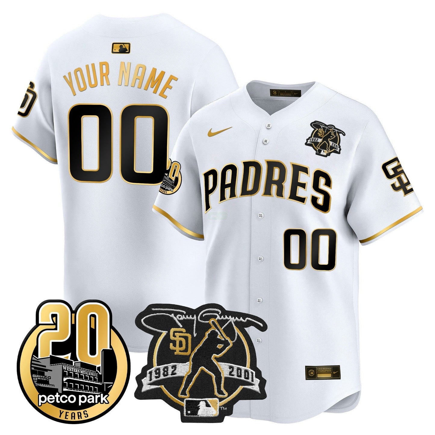 Camisa MLB Tony Gwynn & Petco Park 20th Patch Vapor Premier Limited Jersey