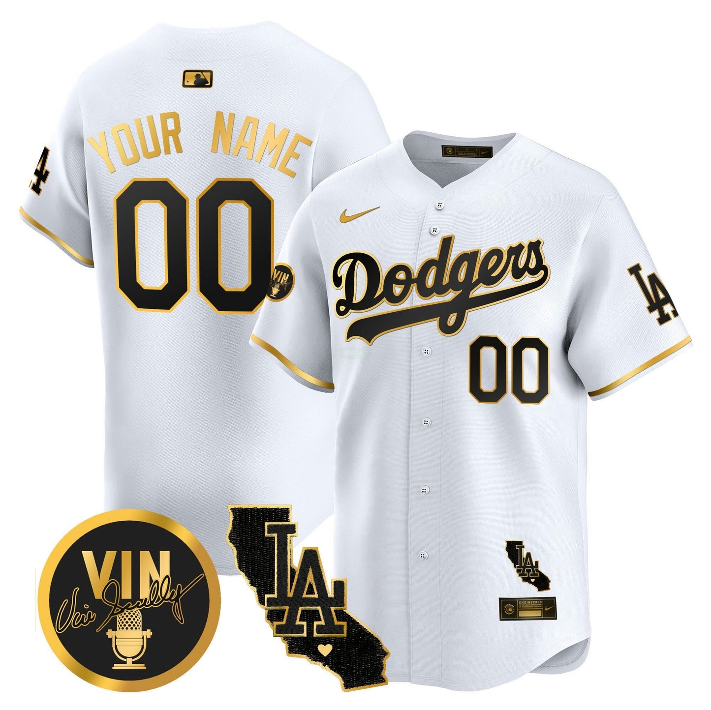 Camisa MLB Vin & California Patch Dourada Vapor Premier Limited Jersey