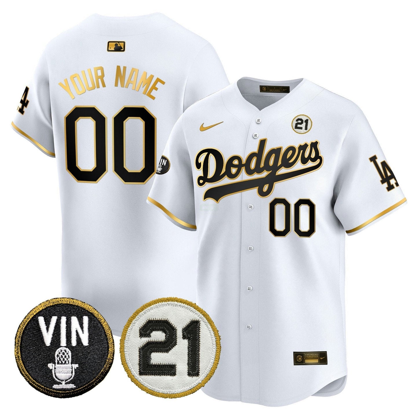 Camisa MLB Vin & Roberto Patch Dourada Trim Vapor Premier Limited Jersey