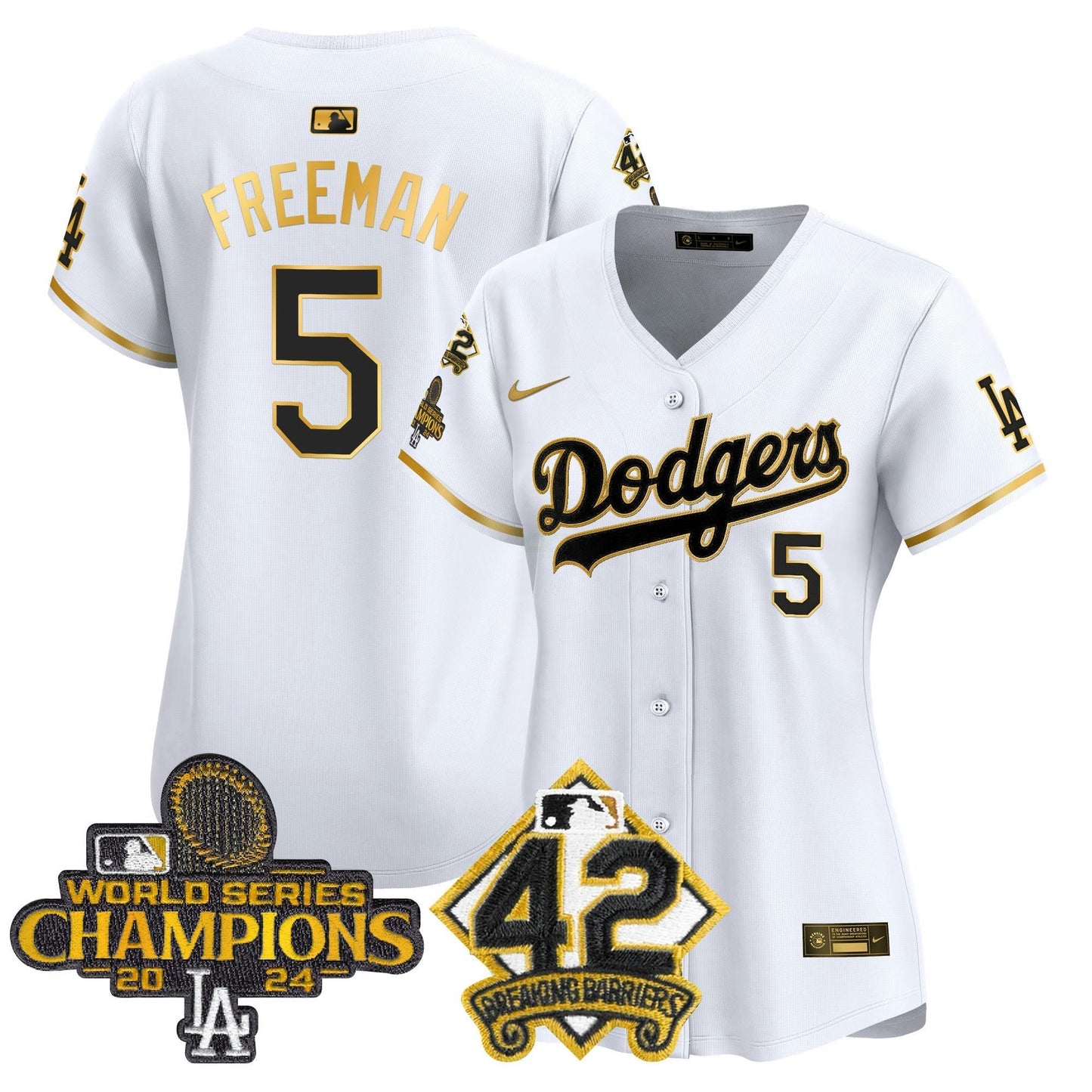 Camisa MLB Women’s 2024 World Series Champions & Jackie Robinson Patch Vapor Premier Limited Jersey