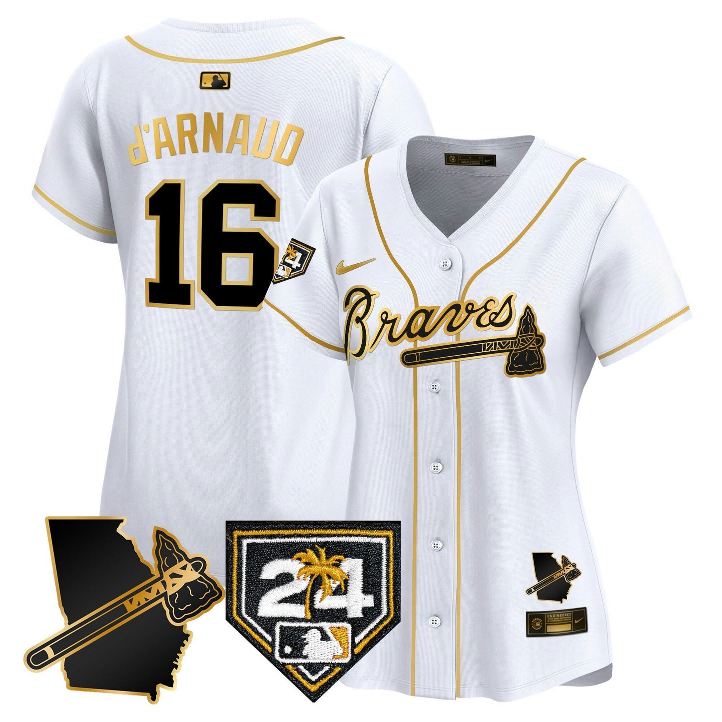 Camisa MLB Women’s Atlanta 2024 Spring Training & Georgia Patch Vapor Premier Limited Jersey