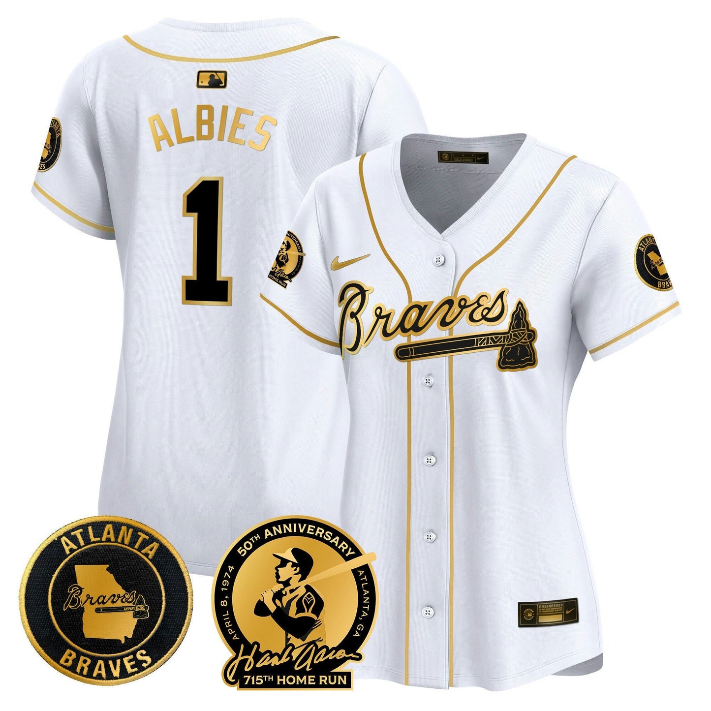 Camisa MLB Women’s Atlanta Hank Aaron 715th Home Run Patch Vapor Premier Limited Jersey
