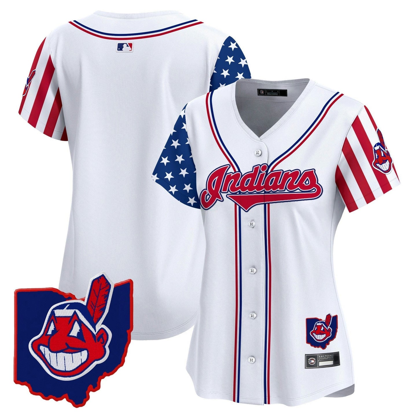 Camisa MLB Women’s Cleveland Indians 2025 Independence Day Vapor Premier Limited Jersey