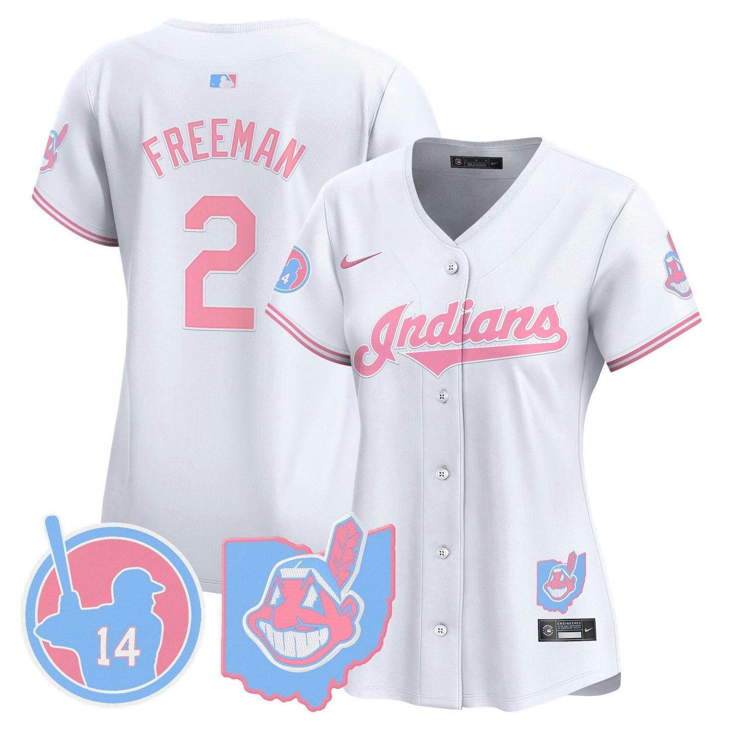 Camisa MLB Women’s Cleveland Indians Larry Doby Bubblegum Pink Vapor Premier Limited Jersey