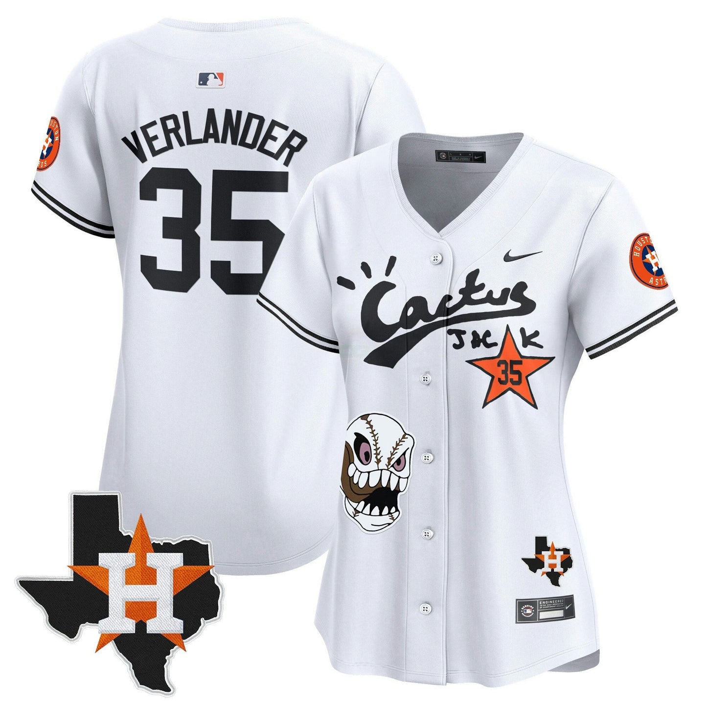 Camisa MLB Women’s Houston Cactus Jack Patch Vapor Premier Limited Jersey