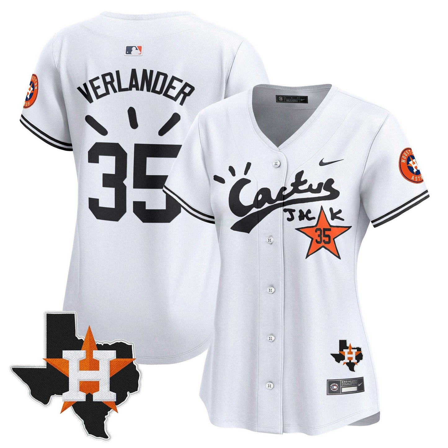 Camisa MLB Women’s Houston Cactus Jack Patch Vapor Premier Limited Jersey V10 – Stitched