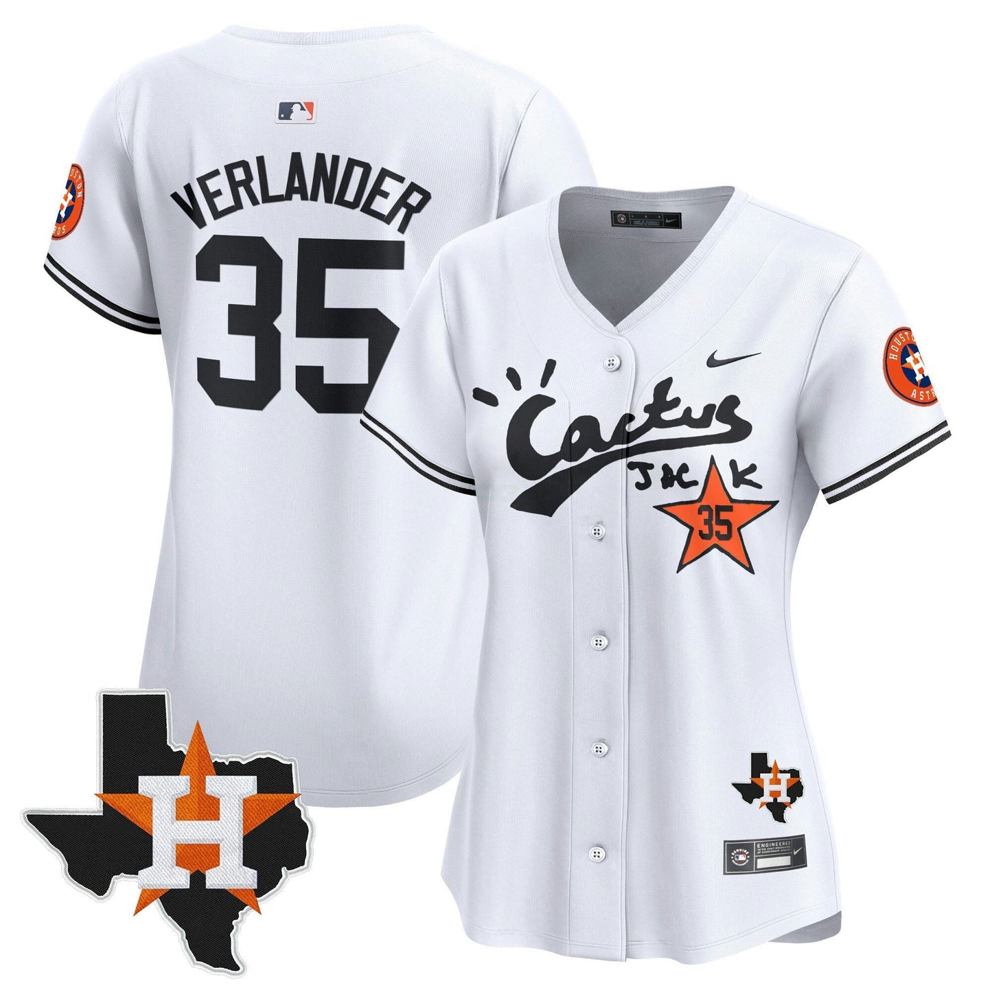 Camisa MLB Women’s Houston Cactus Jack Patch Vapor Premier Limited Jersey V7 – Stitched