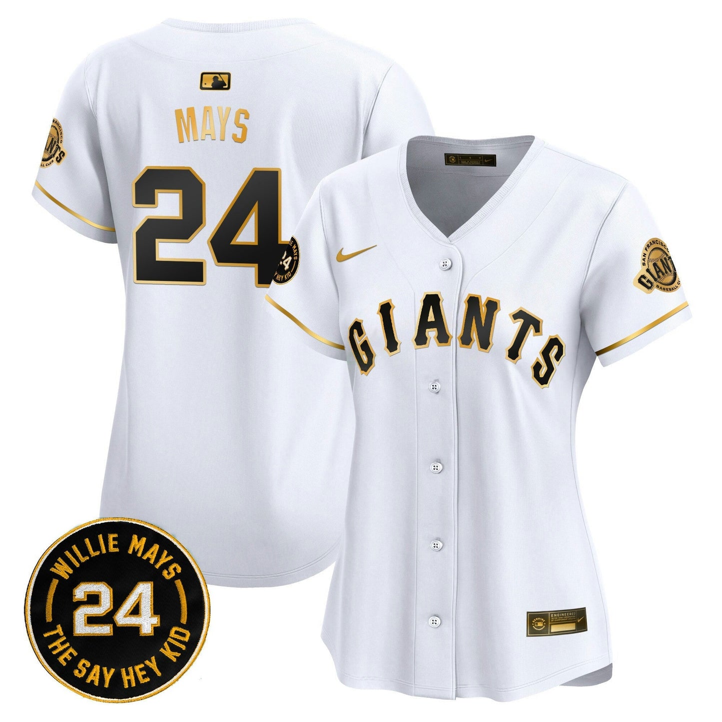Camisa MLB Women’s San Francisco 2024 Willie Mays Patch Vapor Premier Limited Jersey