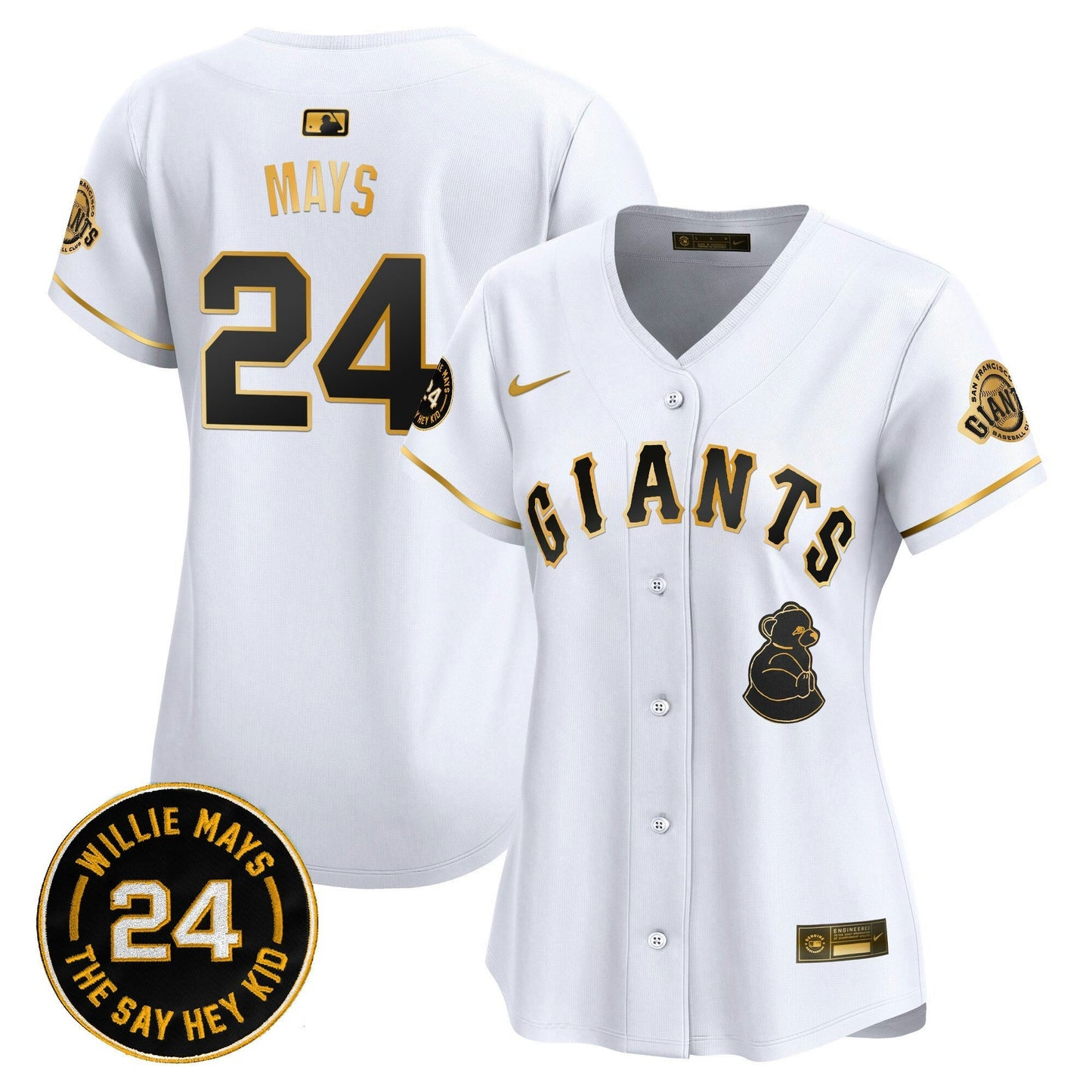 Camisa MLB Women’s San Francisco 2024 Willie Mays Patch Vapor Premier Limited Jersey V4