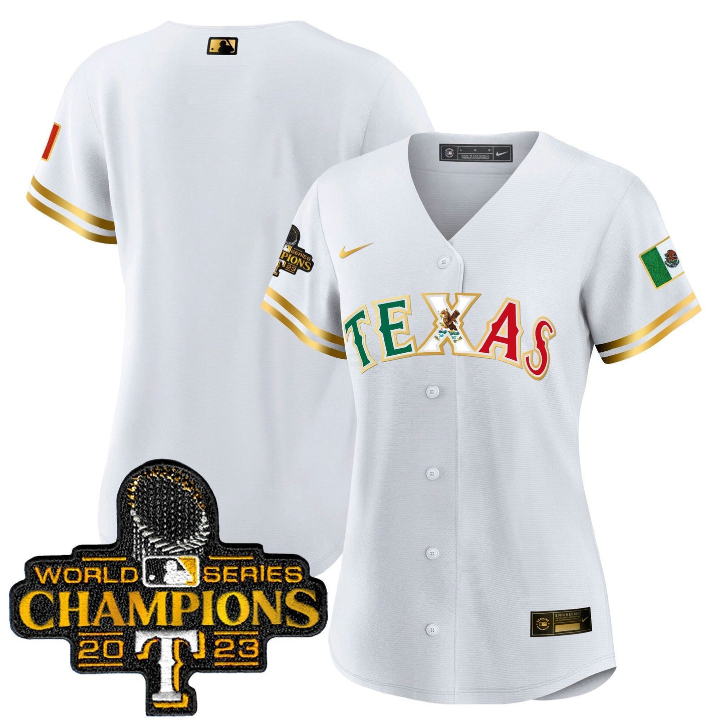Camisa MLB Women’s Texas Mexico 2023 World Series Champions Jersey