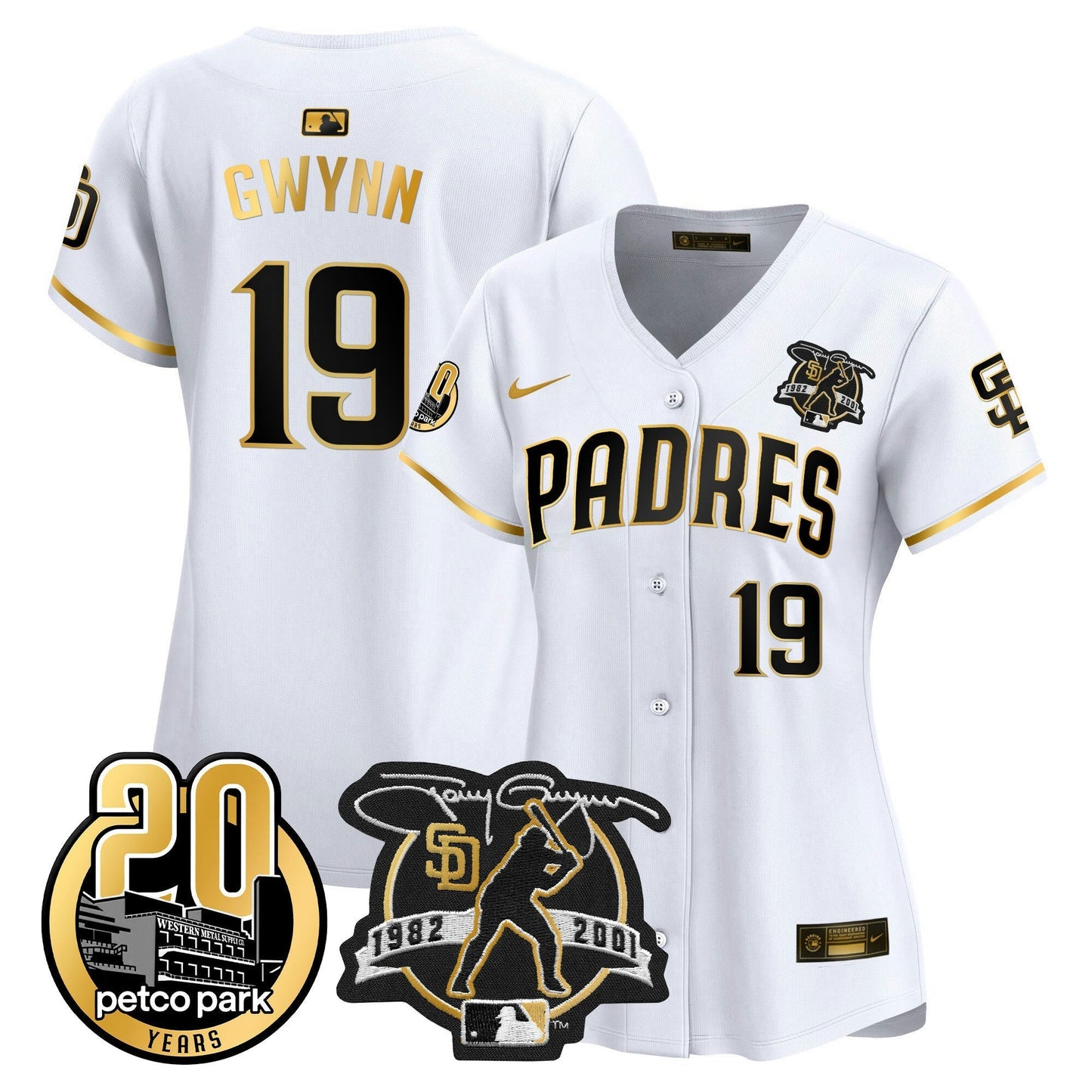 Camisa MLB Women’s Tony Gwynn & Petco Park 20th Patch Vapor Premier Limited Jersey