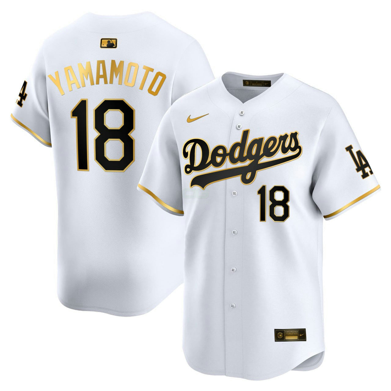 Camisa MLB Yoshinobu Yamamoto Los Angeles Branca Dourada Jersey - Branca Dourada