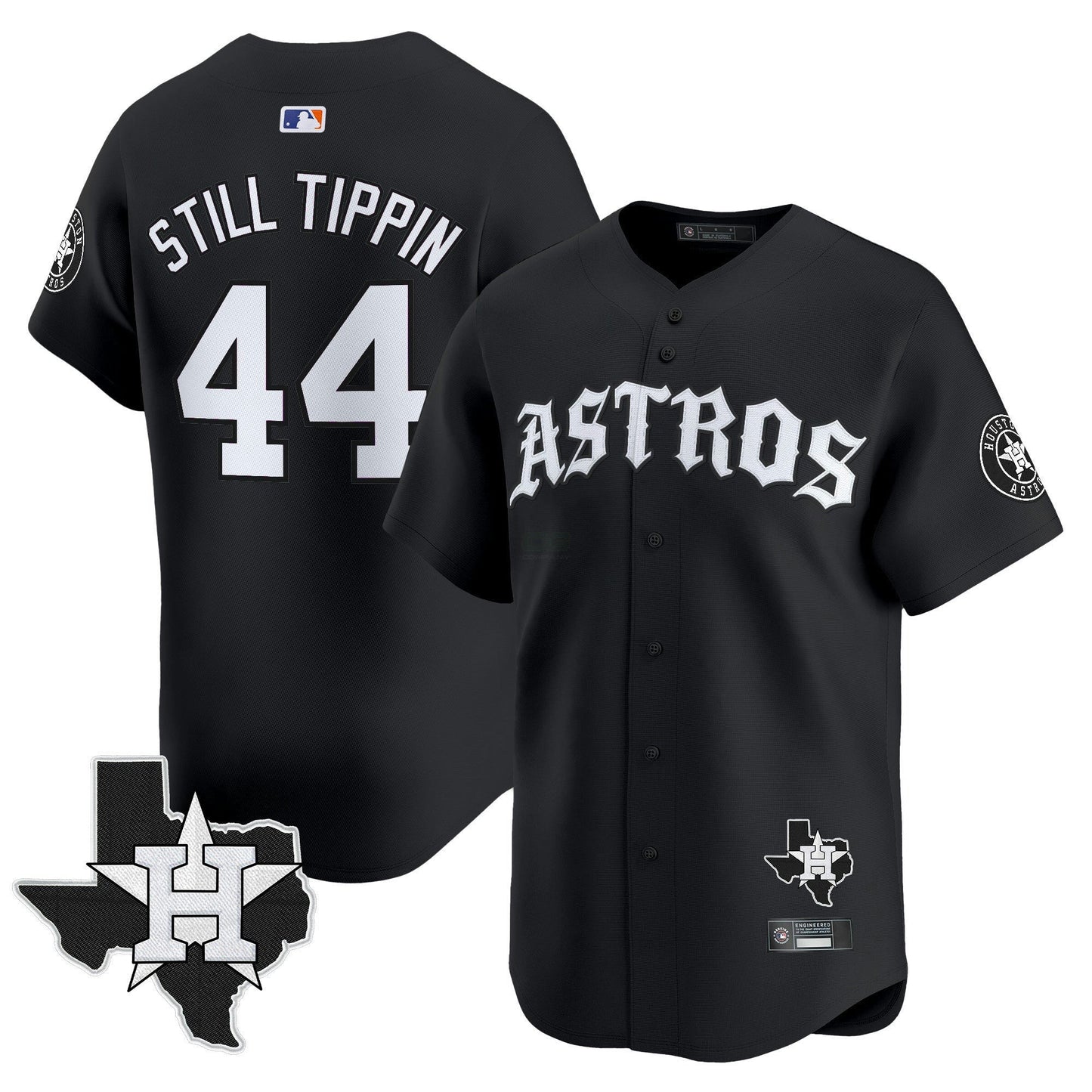 Camisa MLB Youth’s Still Tippin Houston ‘Old English Edition’ Vapor Premier Limited Jersey - Preta