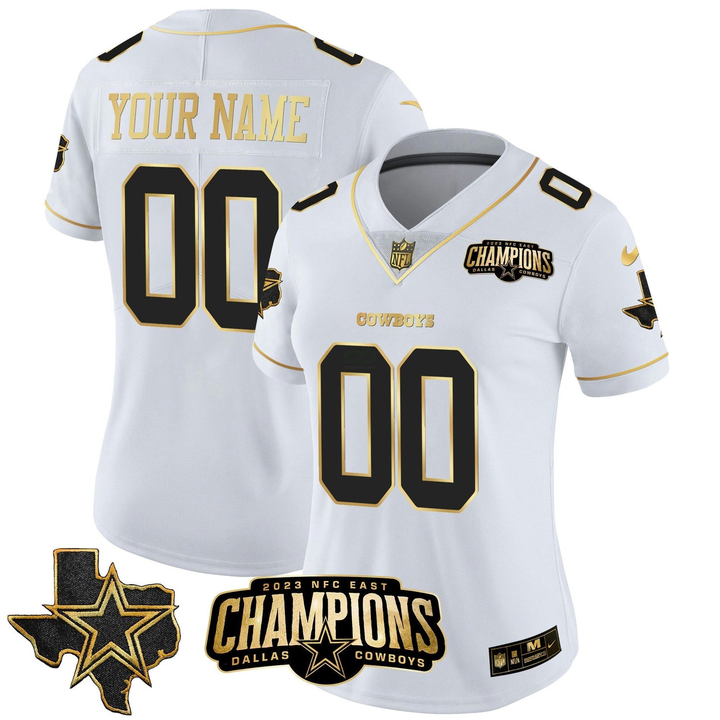 Camisa NFL 2023 NFC East Champions Patch Dourada Vapor Jersey