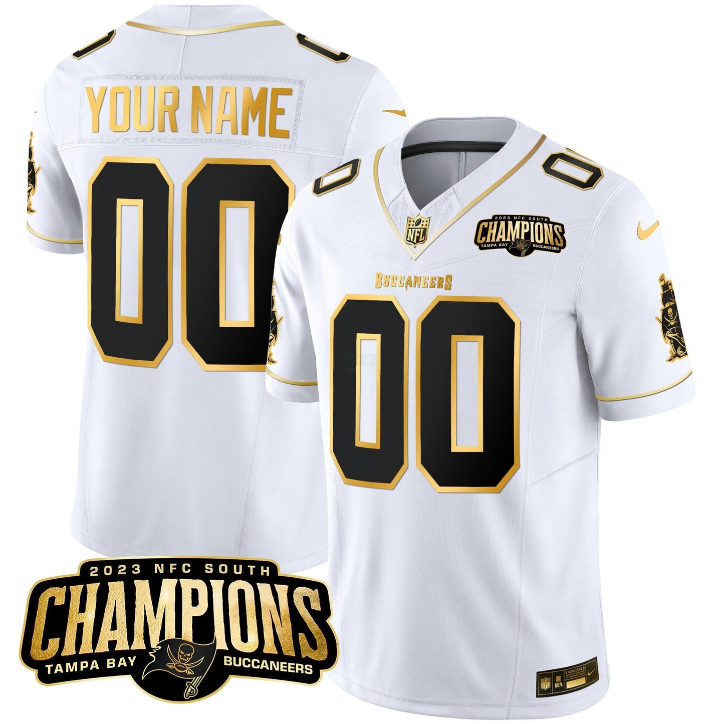 Camisa NFL 2023 NFC South Champions Patch Dourada Vapor Jersey
