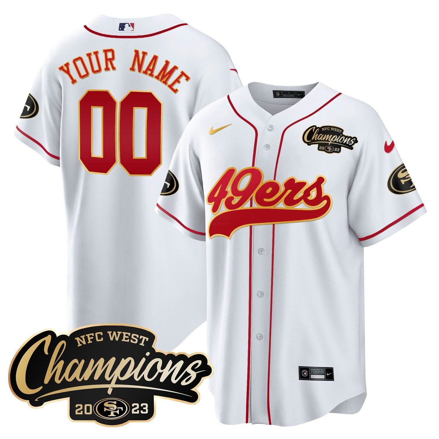 Camisa NFL 2023 NFC West Champions Baseball Gold Trim Jersey