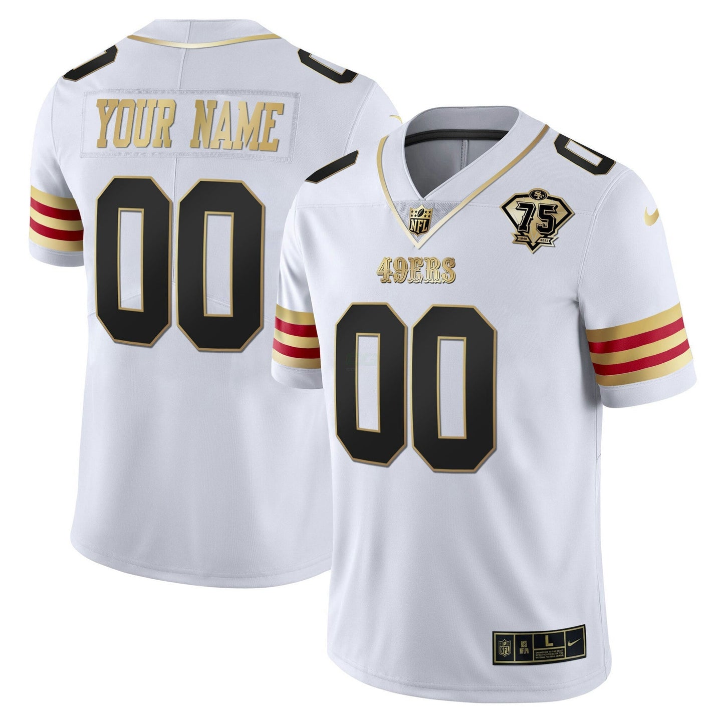 Camisa NFL 75th Anniversary Patch Vapor Dourada Jersey V2