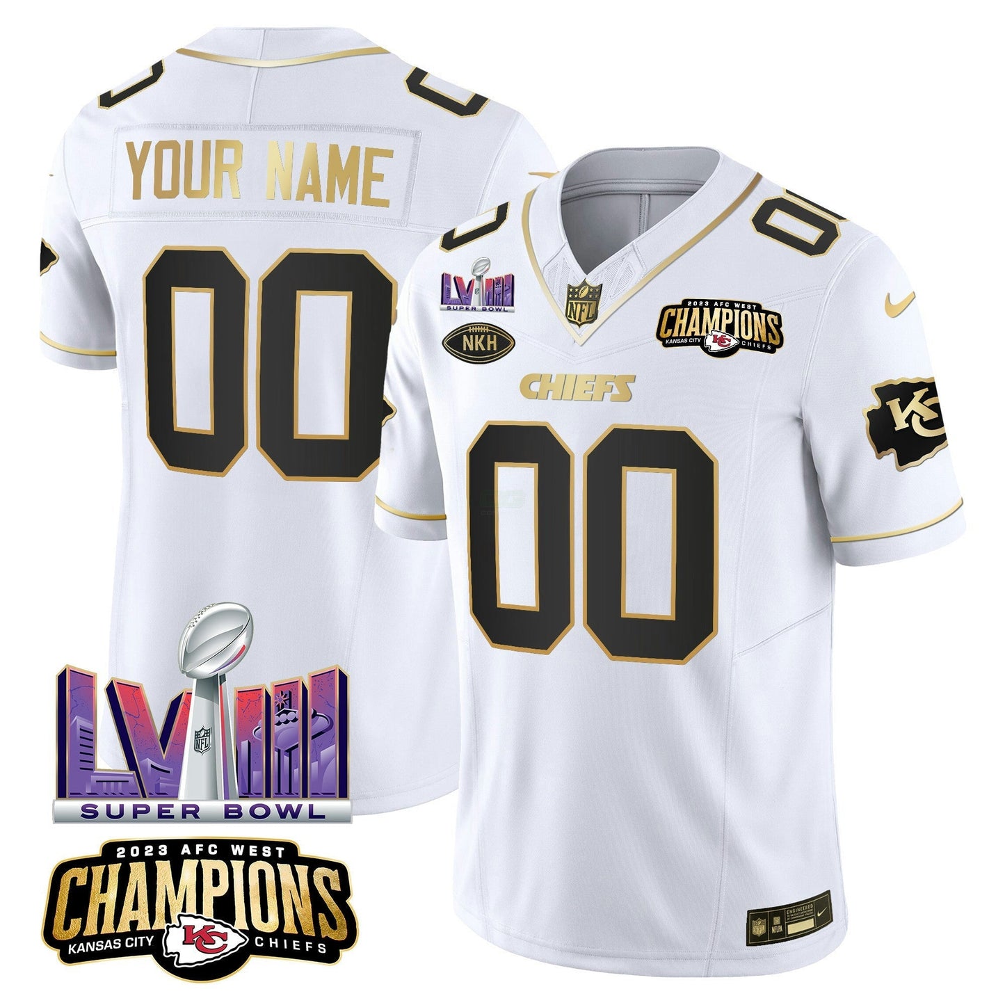 Camisa NFL AFC West Champions & Super Bowl LVIII Patch Vapor Jersey V2